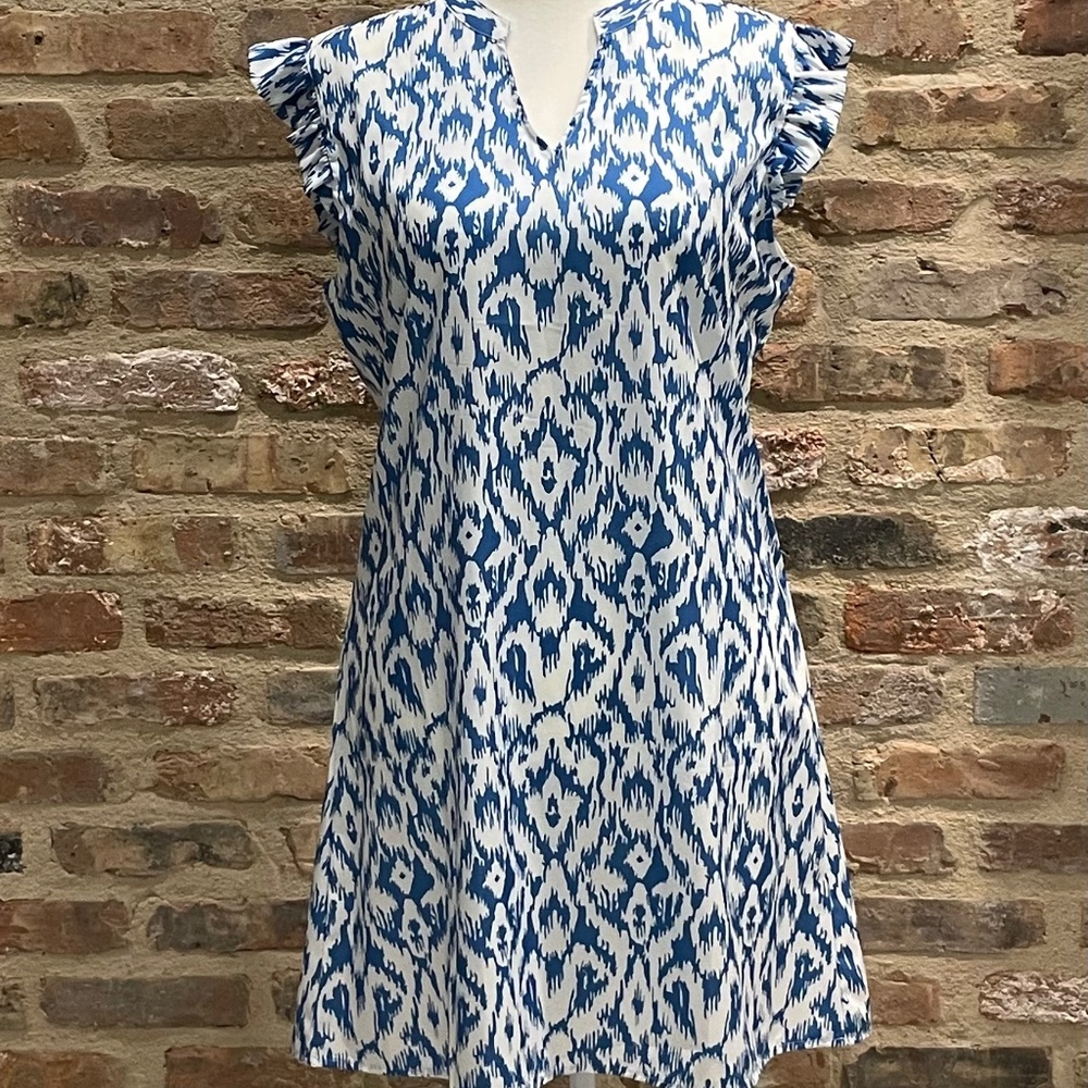 Blue and White Midi Dress